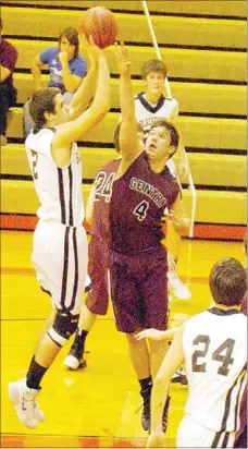  ?? Photograph by Mark Humphrey ?? Blackhawk Tristan Trundle prepared for a shot in the first round of District Tournament play Wednesday, Feb. 19.