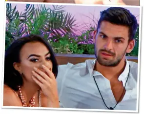  ?? ?? BACK TO REALITY: Rosie, left as she is now, and above with Adam in Love Island. Top: Pictured during his controvers­ial return to the show’s current series