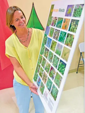  ?? STACI VANDAGRIFF/THREE RIVERS EDITION ?? Michelle Mobley points out some of the common weeds found in Arkansas. In addition to being the adviser for the Cleburne County Master Gardeners, who work on 13 projects throughout the county, Mobley is also the county agent for agricultur­e and helps with the 4-H program and the county fair.