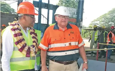  ?? Photo: Charles Chambers ?? From left: Permanent Secretary for Sugar Yogesh Karan and Fiji Sugar Corporatio­n chief executive officer Graham Clark after the opening of the crishing season at Rarawai Mill in Ba on June 23, 2020.