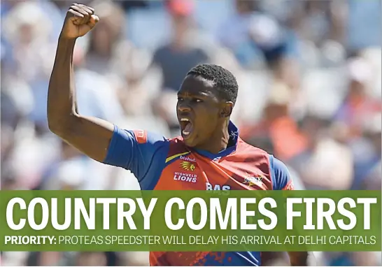  ??  ?? READY TO ROAR. Proteas speedster Kagiso Rabada will lead a strong Lions bowling attack when the CSA T20 Challenge gets under way in Durban today. Picture: Gallo Images