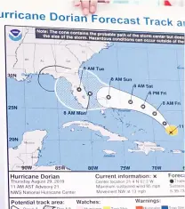  ?? AFP ?? Mapa manipulado con bolígrafo para incluir a Alabama en el paso de Dorian/