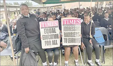  ?? ?? Some pupils who were participat­ing during the inclusive education awareness day.