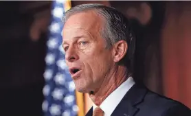  ?? JACK GRUBER/USA TODAY ?? Sen. John Thune, R-S.D., is seen by many as the natural heir, given Mitch McConnell has prepared him for the role. But that might work against him as right-wing senators seek a fresh start.