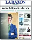  ??  ?? Portada de LA RAZON del domingo