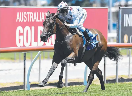  ?? Picture: AAP IMAGE ?? Melbourne-trained filly Sunlight wins at the Gold Coast a week before her Magic Millions 2YO Classic triumph.