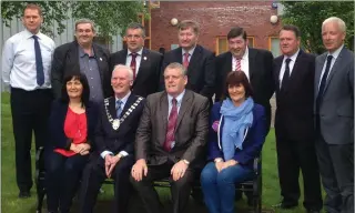  ??  ?? The last Ardee Town Council team....Padraig Judge, engineer, Cllr Michael Farrelly, Cllr Jim Tenanty, Cllr Pearse McGeough, Cllr Leonard Hatrick, Cllr Padraig McKenny, Town clerk Joe McGuinness. Front l to r: Dolores Minogue, Cllr Fintan Malone, Cllr...