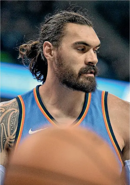  ??  ?? Steven Adams recorded his 10th double-double of the season yesterday.