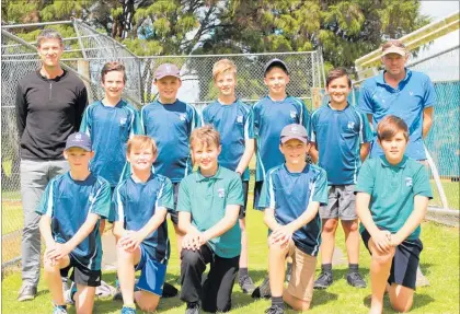  ?? PICTURE / SUPPLIED ?? The WRMK Kerikeri team currently playing in Northland Junior Cricket A Grade (intermedia­te) competitio­n. From back left, coach Todd Jackson, Tony Munford, Jack Sadgrove, Charlie Jackson, Zac West, Josh Gaualofa, co-coach Keri Hurcomb, (front) Jessie Hurcomb, Henry Rogers, Arlo Leith, Harry Sadgrove and Khayden Elliot.