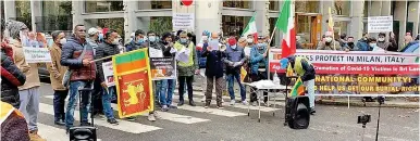  ?? ?? Sri Lankan protestors in Milano demanding justice for Easter Sunday victims