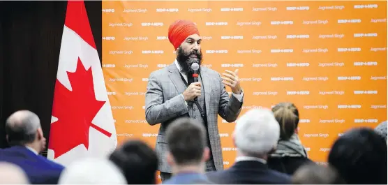  ?? SEAN KILPATRICK/ THE CANADIAN PRESS ?? Jagmeet Singh, who became NDP leader in October 2017, will finally be able to run for a seat in February, as a byelection is expected to be called soon in Burnaby South.