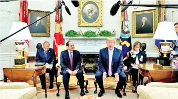  ?? — Reuters photo ?? Trump (right) meets Sisi in the Oval Office at the White House in Washington, US.