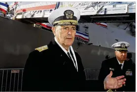  ?? PAUL CONNORS / THE BOSTON HERALD 2018 ?? “As painful as it is to submit my request to retire,” wrote Adm. William Moran, “I will not be an impediment whatsoever to the important service that you and your families continue to render the nation every day.”