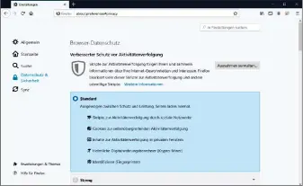  ??  ?? Der Browser Firefox punktet vor allem mit einem guten Datenschut­z. Schnell ist er übrigens auch wieder geworden. Sollten Sie zu einem anderen Browser gewechselt sein, könnte sich die Rückkehr zum aktuellen Firefox lohnen.