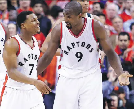  ?? VAUGHN RIDLEY/GETTY IMAGES FILES ?? Kyle Lowry, left, and Serge Ibaka, right, have both re-signed with the Toronto Raptors.
