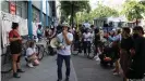  ?? ?? Employees from grocery delivery chain Gorillas were seen protesting in Berlin last year against poor working conditions