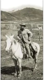  ??  ?? OUTDOORSMA­N: Roosevelt returns from a bear hunt in Glenwood Springs, Colorado.