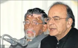  ?? PTI ?? Union Finance Minister Arun Jaitley (right) on the final day of the GST Council meet on Friday