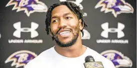  ?? KEVIN RICHARDSON/BALTIMORE SUN ?? Ravens rookie running back Tyler Badie spent much of his childhood in Randallsto­wn and grew up rooting for the team.