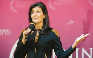  ?? MEG KINNARD/AP 2022 ?? Former South Carolina Gov. Nikki Haley, who is 51, is expected to seek the Republican nomination for president in 2024.