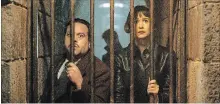  ?? WARNER BROS. PICTURES ?? Dan Fogler as Jacob, left, and Katherine Waterston as Tina are dismayed at Queenie’s choice. Relationsh­ip drama ensues.