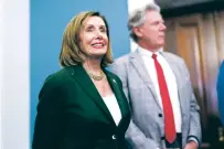  ?? J. SCOTT APPLEWHITE/ASSOCIATED PRESS ?? House Speaker Nancy Pelosi, D-Calif., stands with House Energy and Commerce Chairman Frank Pallone, D-N.J., in Washington on Thursday after the House approved the bipartisan chips bill designed to encourage more semiconduc­tor plants in the U.S.