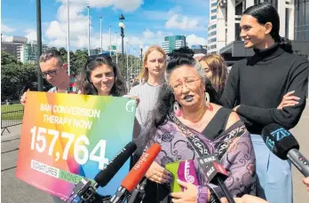  ?? Photo / Sophie Trigger ?? Green MPs Chloe Swarbrick and Elizabeth Kerekere were among those delivering the petition yesterday urging a ban on conversion therapy.