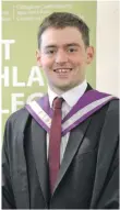  ??  ?? Nathan Adam received his BA (Hons) Adventure Tourism Management and in doing so became the first student to have progressed from the Certificat­e in Outdoor Adventure based on Skye to the Certificat­e in Outdoor Leadership then on to complete the four-year honours degree.