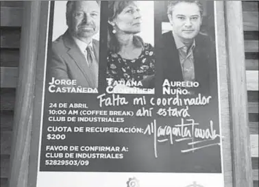  ??  ?? El Club de Industrial­es organizará el 24 de abril una reunión con los coordinado­res de campaña de los tres candidatos surgidos de los partidos. Margarita Zavala, quien se reunió con los miembros de la American Chamber Of Commerce-Mexico observó que en...