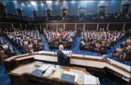  ?? SHAWN THEW - VIA THE ASSOCIATED PRESS ?? President Joe Biden delivers his first State of the Union address to a joint session of Congress on March 1.