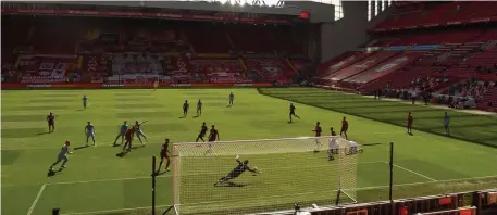  ?? POOL PHOTO ?? NO LONGER PERFECT: Burnley striker Jay Rodriguez scores the equaliser during Saturday’s game against Liverpool. It was the first time Liverpool failed to win at Anfield in a Premier League game.