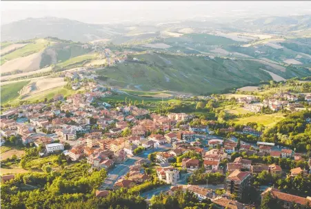  ?? GETTY IMAGES ?? A view of San Marino from above. Its constituti­on of 1600 is the oldest in effect, and the only one written in Latin.