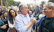  ?? FABIO MOTTA / ESTADÃO ?? • Ciro Gomes (PDT): Visitou o bairro do Irajá, na zona norte do Rio de Janeiro, e discursou em quadra na praça Ferreira Souto.