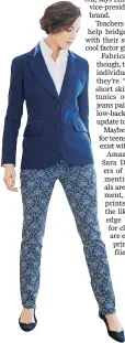 ?? COLDWATER CREEK/ ?? No-iron Perfect Shirt plus Atlantic Tweed jacket and indigo jacquard slim leg jeans. Celebrity stylist Cristina Ehrlich, a style adviser to Coldwater Creek, says layers are the way to go as long as the overall look is relaxed without being sloppy. On...