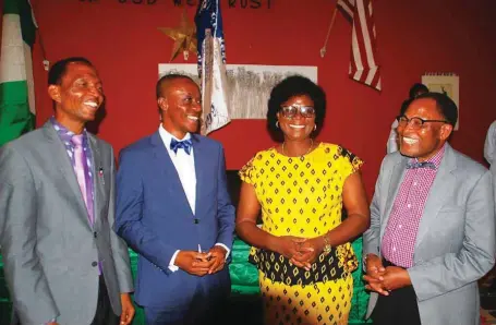  ??  ?? L-R: The Principal, Crown Heights College, lbadan, Mr. Salaman Olukayode, guest speakers: Mr. Jibola Ogundipe, Prof. Prisca Olabisi Adejumo and the Chief Executive Officer, of the college, Prince Gbadebo Adeyeye, during a seminar on career goals held...
