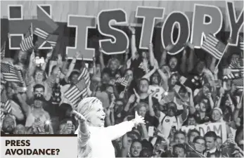  ?? SETH HARRISON, THE (WESTCHESTE­R COUNTY, N.Y.) JOURNAL NEWS ?? Hillary Clinton, celebratin­g at the Brooklyn Navy Yard on Tuesday, last gave a press conference about six months ago.