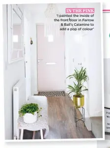  ??  ?? IN THE PINK ‘I painted the inside of the front door in Farrow &amp; ball’s calamine to add a pop of colour’