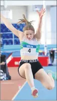  ?? ?? Caoimhe Geoghegan, taking part in the long jump competitio­n at the national league in Athlone.