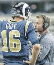  ?? Robert Gauthier Los Angeles Times ?? RAMS COACH Sean McVay and quarterbac­k Jared Goff have a number of options on offense.