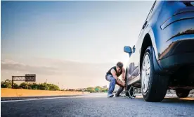  ?? ?? Punctures can happen to anyone, even drivers who go slow to look at the view. Photograph: Alex Potemkin/Getty Images