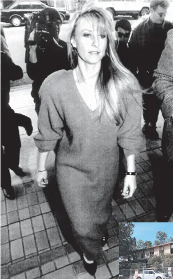 ??  ?? Singer Fairlie Arrow arrives at court in June 1992 after being caught out in a kidnapping hoax; the cover from Penthouse; and the Town and Country motel which is being demolished.