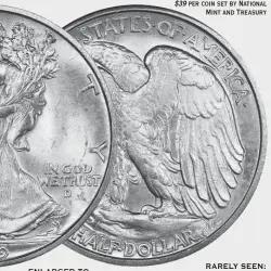  ?? ?? SILVER: One of the last Silver coins minted for circulatio­n
STATE MINIMUM: Of just per coin set by National Mint and Treasury $39 RARELY SEEN: LAST MINTED: Minted in Philadelph­ia, Denver & San Francisco ENLARGED TO SHOW DETAIL: Minted by the U.S. mint in the early 1900’s Year varies 1916-1947