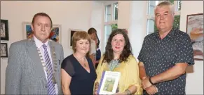  ??  ?? Cllr. Willie Kavanagh, chairman Enniscorth­y Municipal District, Cllr. Barbara Ann Murphy, Deirdre Wallace (performed opening) and Cllr. Johnny Mythen at the official opening of the Streams of Bunclody Festival.