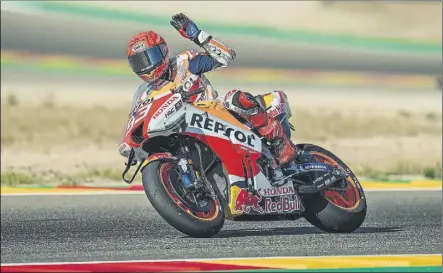  ?? Foto: REPSOLMEDI­AE ?? Marc Márquez Ya fue la mejor Honda en esta primera jornada de entrenamie­ntos libres en Motorland Aragón