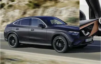  ?? ?? With an overall length of 4 763mm, the new GLC Coupe is 31mm longer and 5mm taller than its predecesso­r and cabin comes with a large vertical touchscree­n that appears to float and a new-generation info
MBUX tainment system that fully integrates all the major music streaming providers