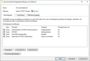  ??  ?? Windows beschermt bestanden op NTFS-stations tegen onbevoegde toegang. De machtiging­en kun je bekijken en aanpassen via het Eigenschap­pen-venster in Verkenner.