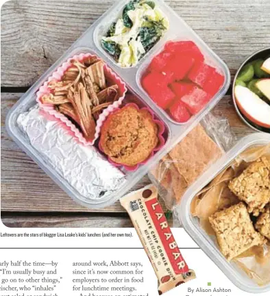  ??  ?? Leftovers are the stars of blogger Lisa Leake’s kids’ lunches (and her own too).