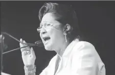  ??  ?? Opposition Leader Kamla Persad-Bissessar addressing the audience during the United National Congress (UNC) Monday Night Forum in Claxton Bay on September 10, 2018