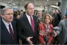  ?? J. SCOTT APPLEWHITE — THE ASSOCIATED PRESS ?? In this photo, Sen. Richard Shelby, R-Ala., the top Republican on the bipartisan group bargainers working to craft a border security compromise in hope of avoiding another government shutdown, is joined by Sen. John Hoeven, R-N.D., left, and Sen. Shelley Moore Capito, R-W. Va., right, as they speak with reporters in Washington.
