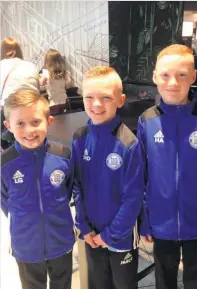  ??  ?? Kitted out Lauchlan Greenan, Jamie Mcdonald and Harry Anderson proudly wearing their Vics tracksuits